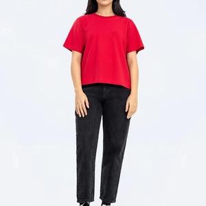 Women's Short Sleeve Cotton Jersey T-Shirt Casual Solid Color Regular Fit Knitted Plain Dyed <b>Top</b> - Product Image 3