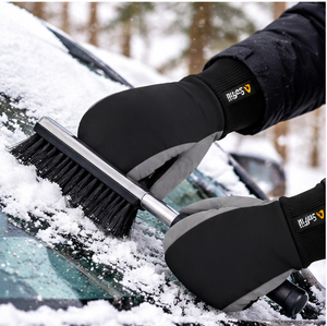 Mitaines de ski unisexes Saffili pour l'hiver, noires et grises, isolées thermiquement, en PU, à enfiler - Product Image 2