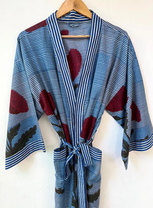 Bata Kimono con Estampado de Dibujos Animados para Mujer, Suave y Transpirable, de Algodón, para Verano, Hecha a Mano, ODM, Cuello en V, Cintura Elástica, Camisón - Product Image 3