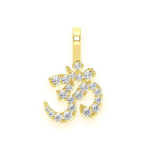 Proveedor Líder de Joyería de Moda de Alta Calidad, Regalo de Compromiso Más Vendido, Pequeño Colgante OM de Oro de 14K con Diamante Natural VVS - Product Image 1