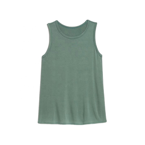 Camiseta sin mangas personalizada para mujer, cuello redondo, algodón acanalado, ligera, transpirable, de secado rápido, ecológica, color liso. - Product Image 2