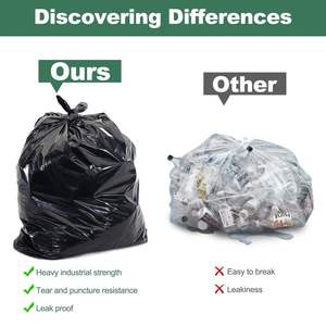 Sacs de courses réutilisables en plastique noir personnalisés, type T-shirt, épais et résistants, pour les commerces et les supérettes - Product Image 4
