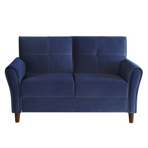Tappezzeria di velluto blu moderno divano da soggiorno 1pc Comfort Loveseat felpato con schienali a ciuffo con struttura in legno massiccio - Product Image 2