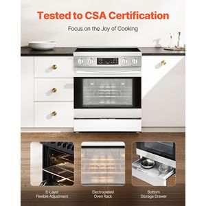 Cucina a gas compatta a 4 fuochi in acciaio inossidabile, autoportante, con forno elettrico da 30 pollici e 4,8 Cu. Forno con Capacità di [X] Ft.² - Product Image 6