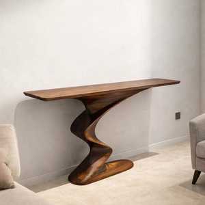 Handcrafted Wood console <b>table</b> modern constructional solid wood hallway <b>table</b> mid century <b>rustic</b> funiture decoration - Product Image 3