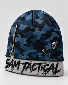 Bonnet d'hiver OEM en tricot jacquard, motif camouflage vintage à carreaux, broderie 3D, logo personnalisé, 100% acrylique, couleur personnalisée, plage - Product Image 3