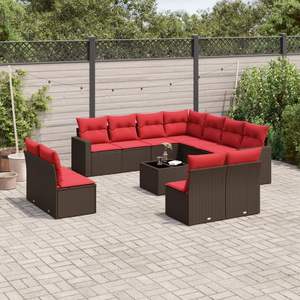 Juego de Sofás de Patio de 12 Piezas en Poliratán Marrón con Cojines, Elegante Colección de Muebles para Exteriores - Product Image 1