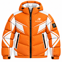 Veste matelassée pour homme de qualité supérieure, chaude et coupe-vent, style sportif avec blocs de couleur, fermeture éclair à capuche, logo frontal, coupe classique