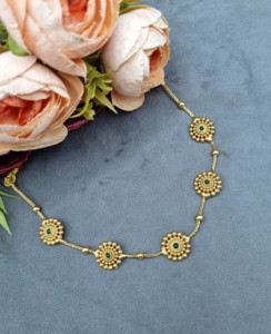 Round Stone Flower Designer Necklace <b>Set</b> With Stud Earrings Minimal <b>Jewellery</b> <b>Set</b> For Womens Artificial Imitation <b>Jewellery</b> <b>Set</b> - Product Image 2