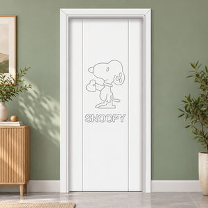 Puerta de Vidrio Decorativa Snoopy, Puerta Interior Moderna de Madera Sólida con Acabado, Apertura Manual, para Apartamentos y Villas GA-30L - Product Image 1