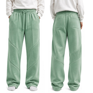 Pantalon de jogging en molleton pour homme, taille élastique avec cordon de serrage, décontracté, vert, mi-lourd, tricoté, respirant, poches latérales, pour l'automne - Product Image 6