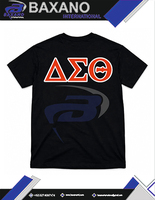 Delta |   Sigma |   Camiseta negra Theta Sorority EST 1913 con diseño de letras griegas rojas en contraste, 100% algodón transpirable, DST Sorority
