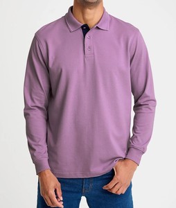 <b>Men's</b> New Casual Organic Cotton Long Sleeve for Polo <b>Shirt</b> 100% Breathable Comfortable Solid Colors Breathable Casual Knitted - Product Image 5