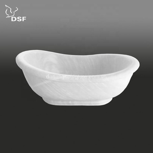 Bañera de mármol de piedra Natural independiente sólida de diseño moderno, función de remojo ovalada curvada personalizada, accesorio de escurridor Whirlpool - Product Image 3