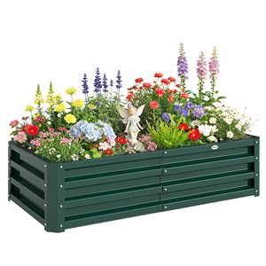 Fioriera Rialzata in Metallo Zincato 4FT X 2FT X 1FT per Coltivazione di Verdure, Fiori ed Erbe Aromatiche - Ideale per Spazi Verdi - Product Image 1