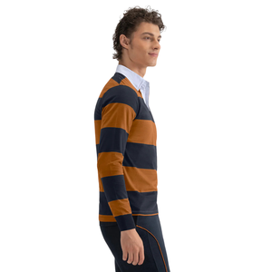 Men's Long Sleeve Rugby for Shirt Polyester/Cotton Wide Striped Casual Regular Fit <b>Classic</b> Collar Soft Everyday Wear Golf - Product Image 3