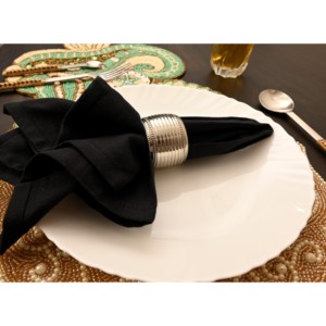 <b>Silver</b> Iron Ribbed <b>Napkin</b> Ring Holder for Wedding Banquet Dining Table Decor - Product Image 4