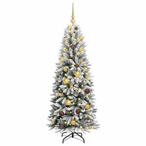 Sapin de Noël artificiel blanc à 150 LED, 59,06 pouces, lumières festives pour les fêtes - Product Image 3
