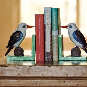 Wooden Bookends Set Of 2 Eagle <b>Head</b> Design Gold Plated Traditional <b>Style</b> For Home Office Decor - Product Image 6