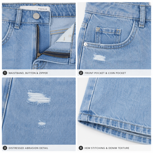 Nouveaux shorts en jean déchirés taille haute pour femmes et hommes, style streetwear, bleu clair, effet usé, vintage, Bermuda, personnalisables - Product Image 4