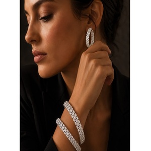 Alluring Premium Quality Brass Silver Plated CZ Zircon Fashion <b>Bracelet</b> for Women Party Wedding Collection - Product Image 1
