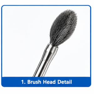 Polisseur de capsules pour embouts Olive 28 mm, Brosse d'échantillonnage ORL, Manche métallique long, Connecteur hexagonal, Instrument chirurgical - Product Image 2