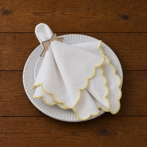 Serviette de table en coton jaune premium à bords festonnés pour la décoration de table d'hôtel ou de restaurant - Product Image 5