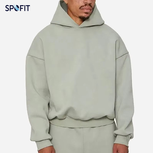 Ensemble survêtement molletonné homme : Hoodie court oversize et pantalon large, personnalisable avec logo, tenue streetwear deux pièces - Product Image 4