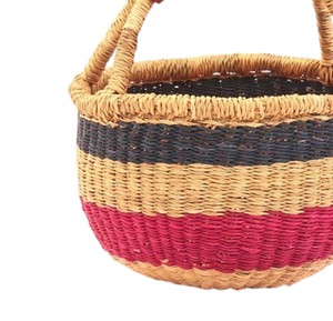 Cesta de mimbre de algas marinas a rayas azul marino, beige y magenta, tejida con hierba natural, para macetas, venta al por mayor a bajo precio - Product Image 4