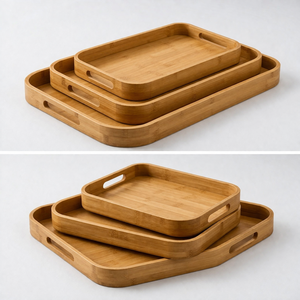 Juego de bandejas de bambú de madera - Product Image 1