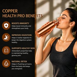 Elegant 1000ml Handmade <b>Copper</b> <b>Bottle</b> Ayurvedic Health Water Storage <b>Bottle</b> with Hammered Surface and Leak Proof - Product Image 2