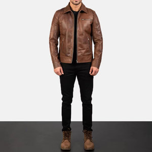 Veste en cuir moderne, finition douce, streetwear, col classique, design décontracté, coupe confortable, style quotidien - Product Image 5