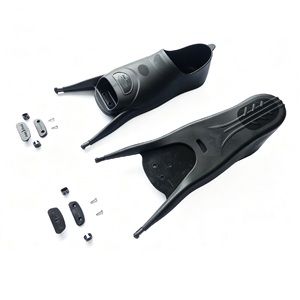 Ailerons de natation noirs en TPR, style grenouille à bout court, poche pour le pied, pièces de rechange pour la plongée avec tuba - Product Image 4