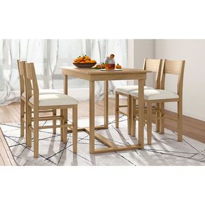 Set da Pranzo TOPMAX Stile Fattoria con Tavolo Rettangolare e 4 Sedie per Spazi Ristretti - Product Image 1