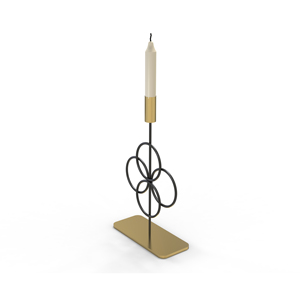 Modern Brass <b>Candle</b> Stand with <b>Red</b> and Yellow Glass Flowers for Home Decoration - Product Image 4