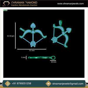 SHRAMAN DIAMOND Hip Hop Style 925 <b>Silver</b> Natural Stone Iced Custom Cupid Arrow Bow Pendant White & Rose Plated Trendy <b>Necklaces</b> - Product Image 2