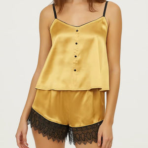 Conjunto de Pijama Sexy y Elegante para Mujer, Transpirable, de Poliéster Suave, Top Corto, para la Primera Noche, Diseño de Panal de Abeja - Product Image 1