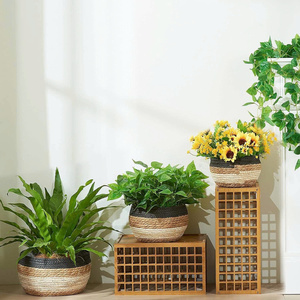 High Quality Eco Friendly Handwoven Water Hyacinth Plant <b>Pot</b> Stripe 2 color Best Selling for Garden or Indoor & Outdoor Decor - Product Image 2