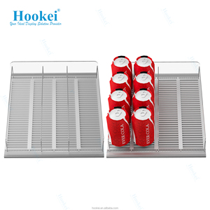 Estante de exhibición de bebidas de plástico y metal con estante de gravedad, organizador de latas de rodillos, empujador para refrigerador - Product Image 6