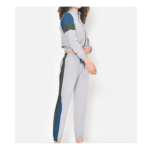 ชุดวอร์มผู้หญิงแบบ Color Blocking พร้อมเชือกผูกเอวและกระเป๋า  ทรงสปอร์ต ใส่ได้ในฤดูใบไม้ร่วง  ทรงปกติ  ผ้ายืดผสมโพลีเอสเตอร์ - Product Image 1