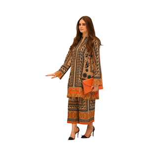 Fashion Printed Stitch Suit with Cotton Fabric for Women's Summer Wear - Product Image 5