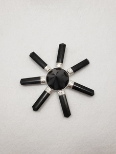 Générateur d'énergie à 7 points en cristal de tourmaline noire avec pierres de chakra cristal de guérison Reiki cristal de pierre précieuse hexagonale Noël - Product Image 4