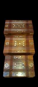 Wooden Jewelry Organizer <b>Box</b> Inlaid Storage Case Floral Pattern Compact <b>Vanity</b> Organizer for Home Gift - Product Image 3