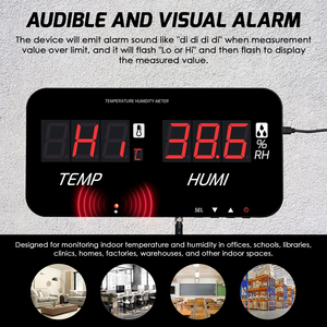 Higrómetro y Termómetro Digital para Interiores con Sensor Externo de 5 Metros, Pantalla LED Grande con Alarma de Temperatura Alta/Baja y Puerto de Salida de 3.5 mm - Product Image 3