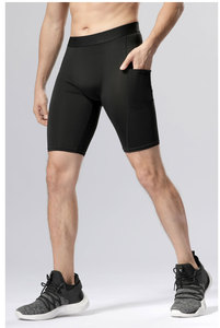 <b>Men</b> <b>Compression</b> <b>Shorts</b> High Waist Elastic Quick Dry Sporty With Pockets Solid Black Spandex Polyester Knitted Bermuda Length - Product Image 5