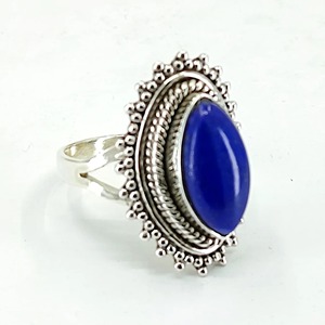 <b>Lapis</b> <b>Lazuli</b> <b>Ring</b> 925 Sterling Silver Handmade Boho Statement Promise Jewelry for Women Natural Marquise Shape Gemstone Jewelry - Product Image 1