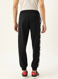 Pantalon de jogging décontracté en molleton de coton noir pour homme, taille élastique avec cordon de serrage, idéal pour l'hiver - Product Image 2