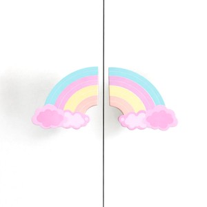 Poignée de porte en bois d'acacia moderne faite à la main, forme arc-en-ciel nuageux, poignées de tiroir, poignées de commode, poignées de placard, poignées de chambre d'enfant - Product Image 1