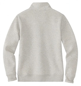 Light <b>Grey</b> Heather Quarter Zip <b>Sweatshirt</b> Classic Fleece Pullover Front Pocket Custom Streetwear Athletic Top Neutral Color - Product Image 5
