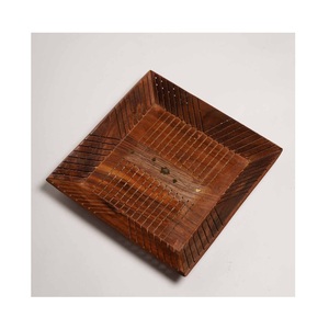 Oval Wooden Serving <b>Tray</b> with Golden Aluminum Handles Decorative Functional Serving Platter for Home <b>Kitchen</b> Dining - Product Image 1